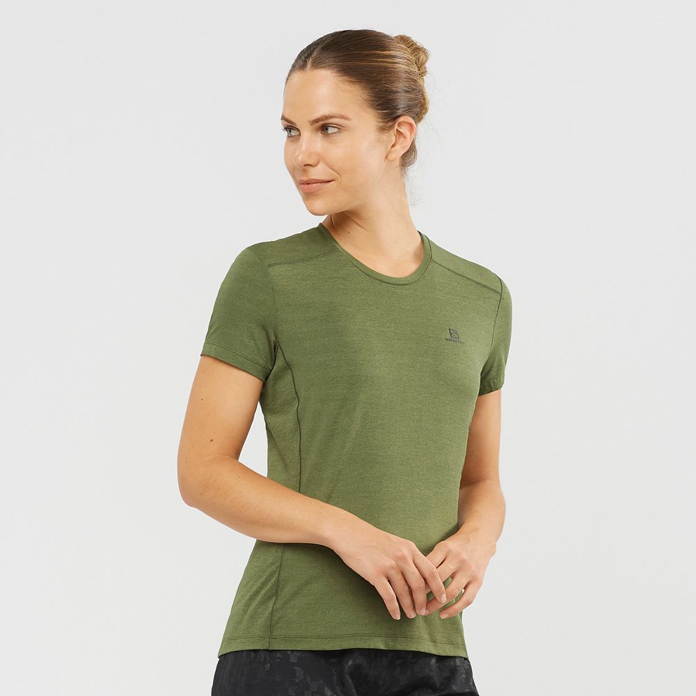 Women\'s Salomon XA W Short Sleeve T Shirts Olive | QSCLUN-309