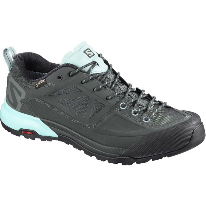 Women\'s Salomon X ALP SPRY GTX W Hiking Boots Light Turquoise / Dark Grey | SGPAXJ-904