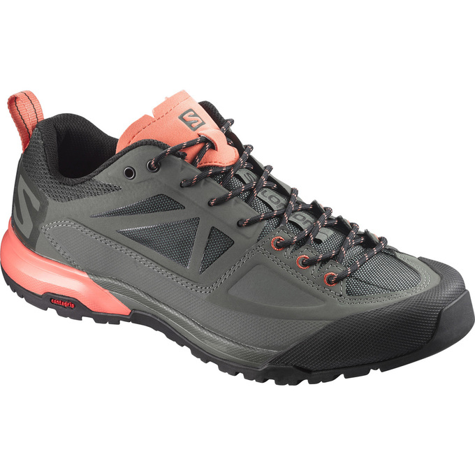 Women\'s Salomon X ALP SPRY W Hiking Boots Dark Grey / Coral | AMOGKZ-753