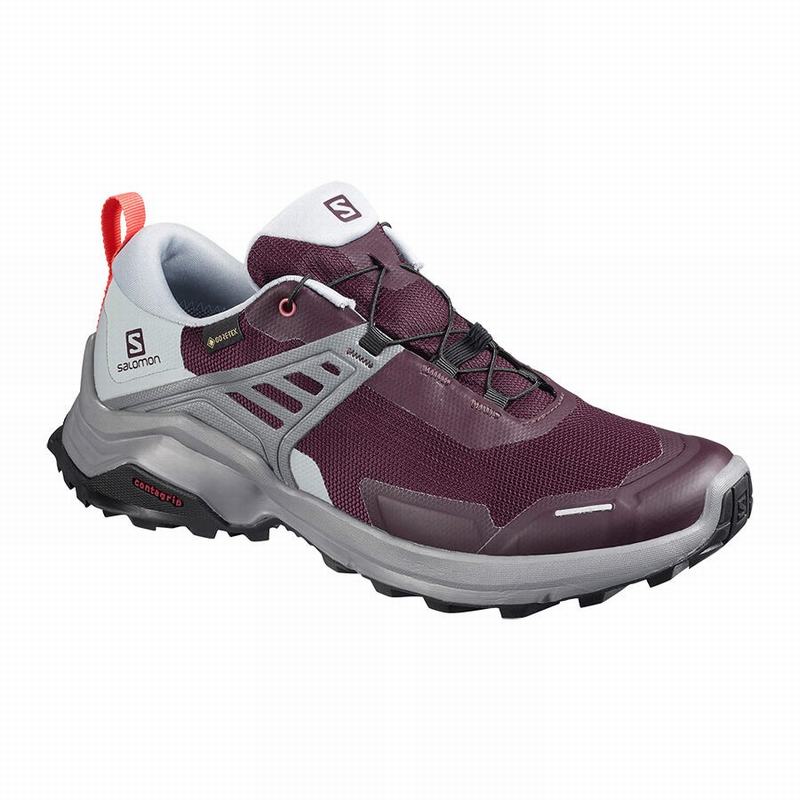 Women\'s Salomon X RAISE GORE-TEX Hiking Shoes Burgundy | BAHVKQ-072