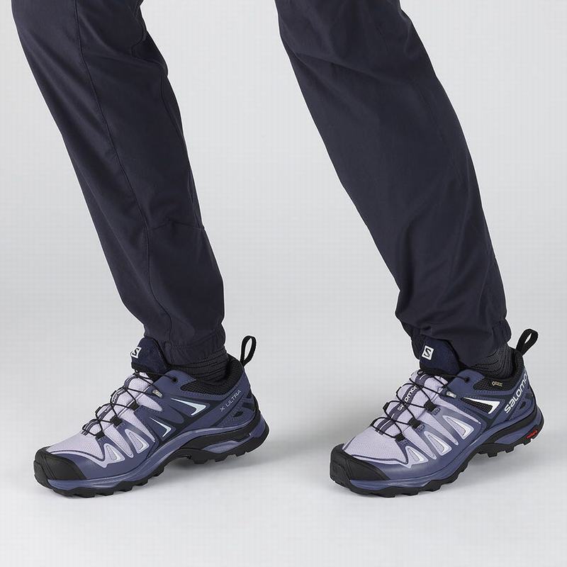 Women's Salomon X ULTRA 3 GORE-TEX Hiking Shoes Lavender / Blue | TZOGNR-480
