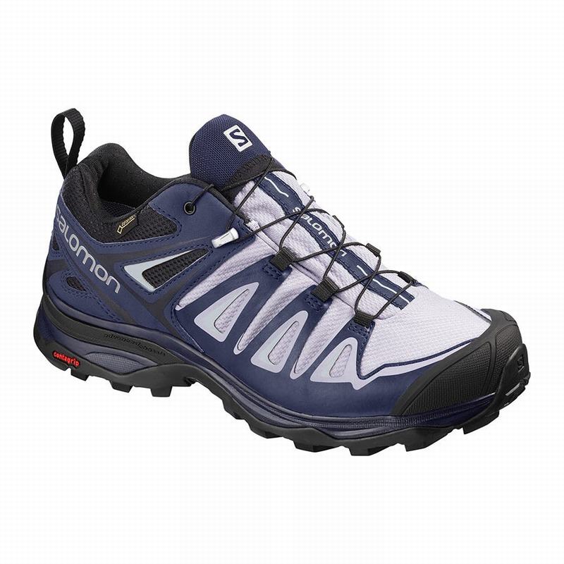 Women\'s Salomon X ULTRA 3 GORE-TEX Hiking Shoes Lavender / Blue | TZOGNR-480