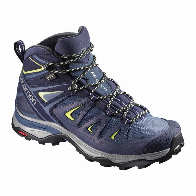 Women\'s Salomon X ULTRA 3 MID GORE-TEX Hiking Boots Blue | POLBTM-645