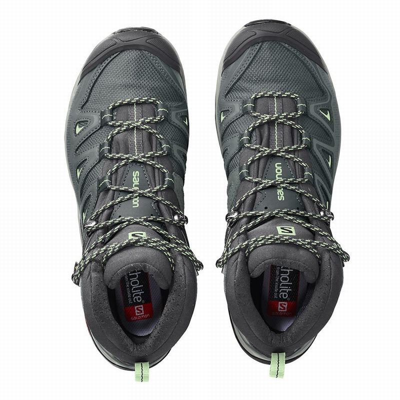 Women's Salomon X ULTRA 3 MID GORE-TEX Hiking Boots Green | QMUBND-169