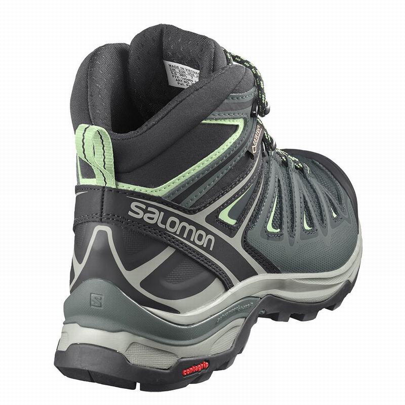 Women's Salomon X ULTRA 3 MID GORE-TEX Hiking Boots Green | QMUBND-169