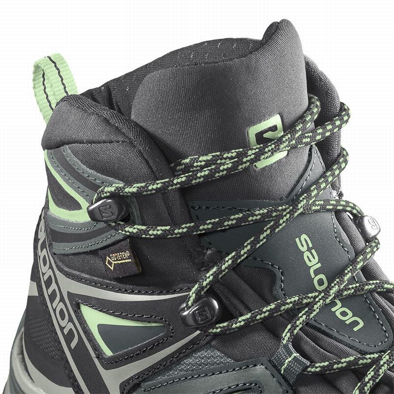 Women's Salomon X ULTRA 3 MID GORE-TEX Hiking Boots Green | QMUBND-169