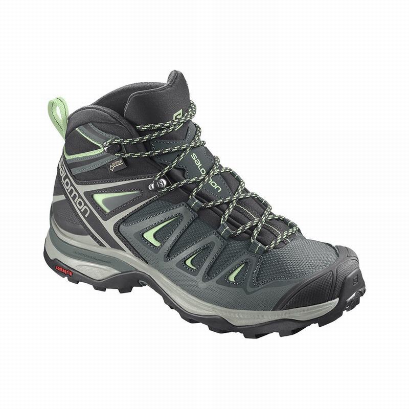 Women\'s Salomon X ULTRA 3 MID GORE-TEX Hiking Boots Green | QMUBND-169