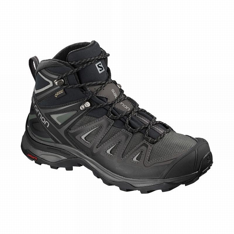 Women\'s Salomon X ULTRA 3 MID GORE-TEX Hiking Boots Black | TGBAVQ-378