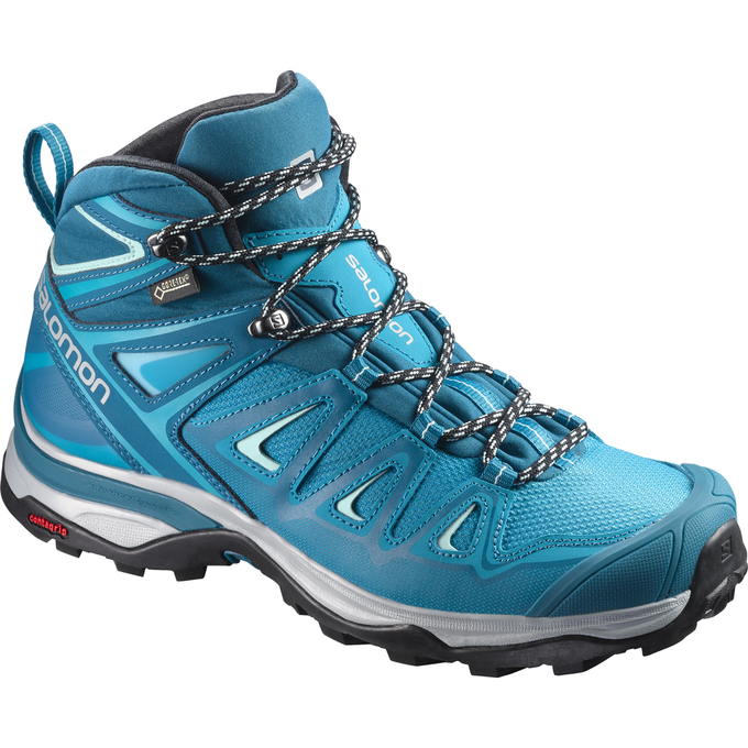 Women\'s Salomon X ULTRA 3 MID GTX W Hiking Shoes Turquoise | GDYFQW-392