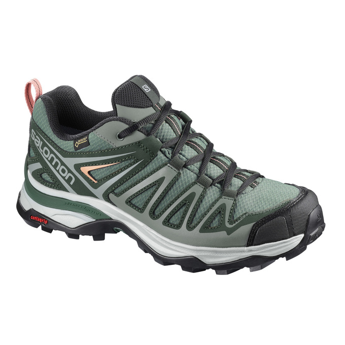 Women\'s Salomon X ULTRA 3 PRIME GTX W Hiking Shoes Light Green | PFLXVC-021