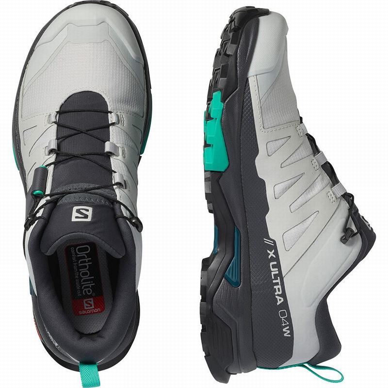 Women's Salomon X ULTRA 4 GORE-TEX Hiking Shoes Grey / Mint | AKMONW-351
