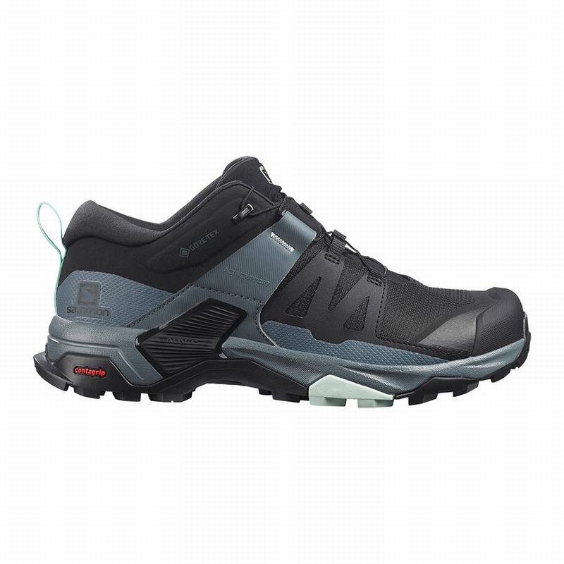 Women\'s Salomon X ULTRA 4 GORE-TEX Hiking Shoes Black / Blue | ZAXKUW-123