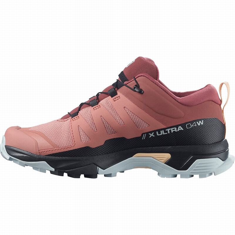 Women's Salomon X ULTRA 4 Hiking Shoes Dark Red / Cream | MCIPWT-578