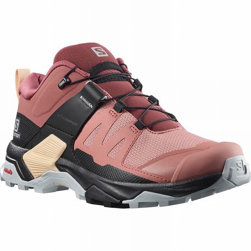 Women's Salomon X ULTRA 4 Hiking Shoes Dark Red / Cream | MCIPWT-578