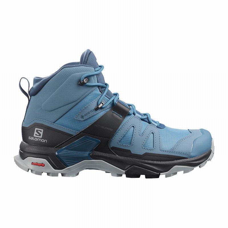 Women\'s Salomon X ULTRA 4 MID GORE-TEX Hiking Boots Blue / Black | IJWTUR-927