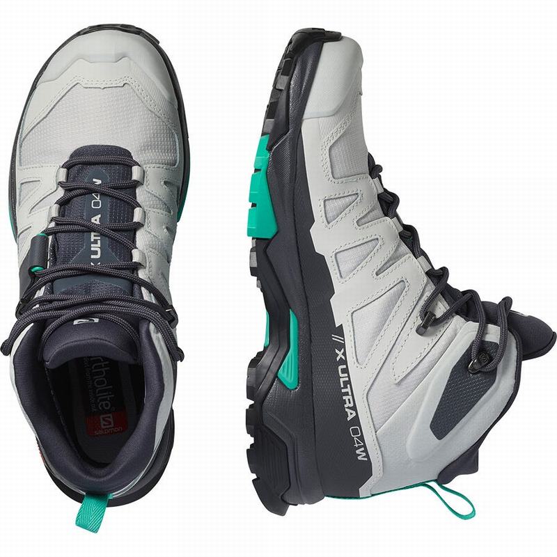 Women's Salomon X ULTRA 4 MID GORE-TEX Hiking Boots Grey / Mint | YCLFTJ-914