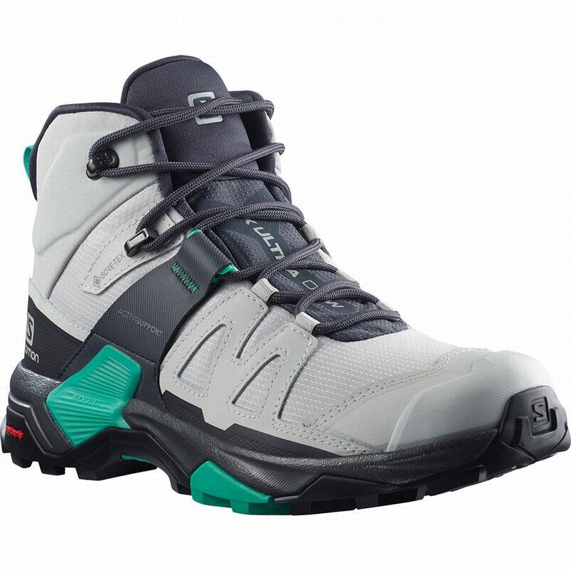 Women's Salomon X ULTRA 4 MID GORE-TEX Hiking Boots Grey / Mint | YCLFTJ-914