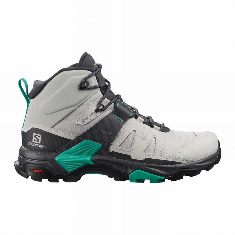 Women\'s Salomon X ULTRA 4 MID GORE-TEX Hiking Boots Grey / Mint | YCLFTJ-914