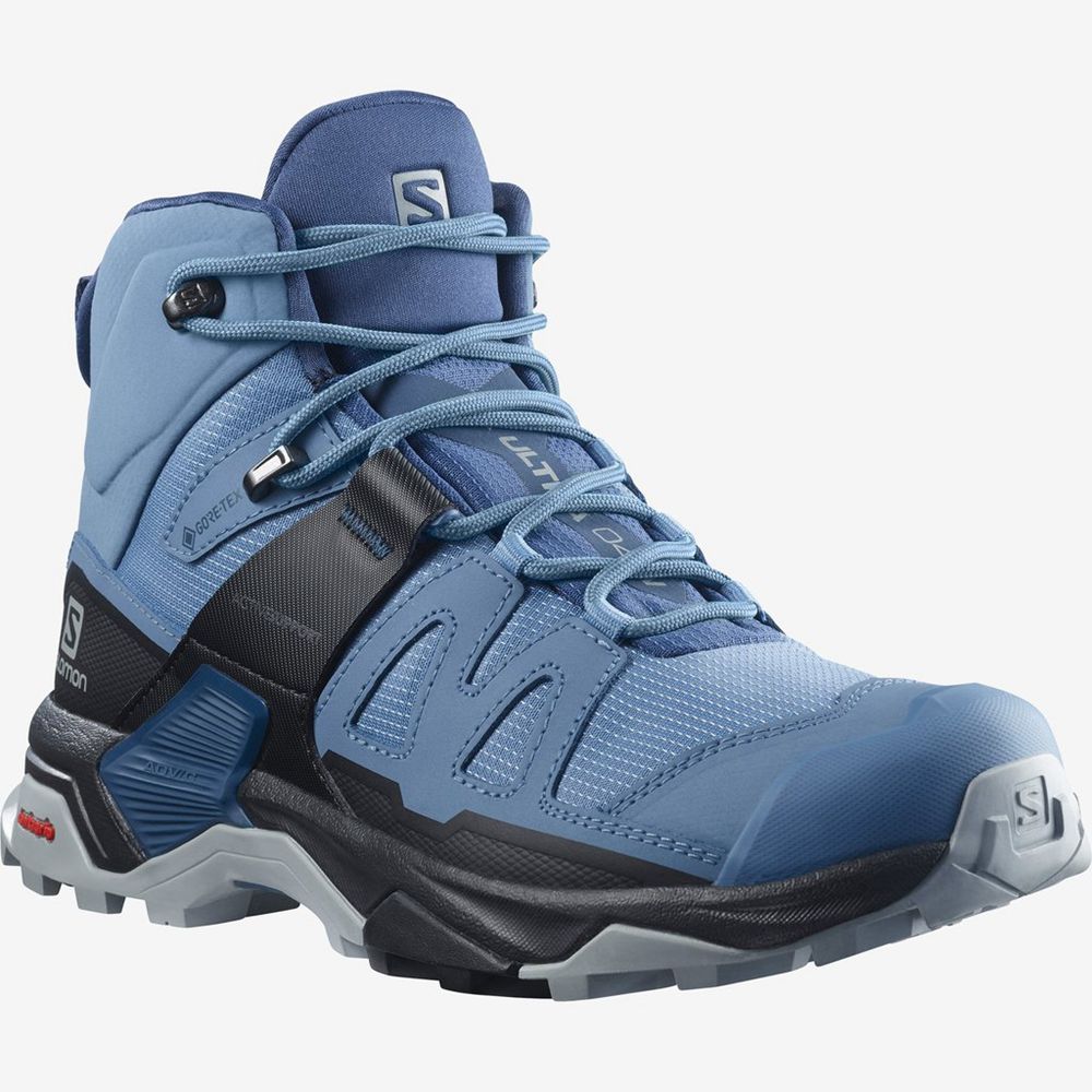 Women's Salomon X ULTRA 4 MID GTX Hiking Shoes Blue / Black | QCZJVD-197