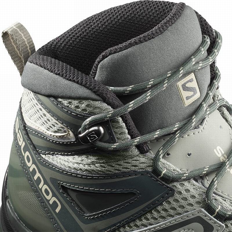 Women's Salomon X ULTRA MID 3 AERO Hiking Boots Green | SXTAYF-597