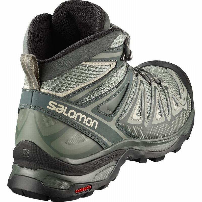 Women's Salomon X ULTRA MID 3 AERO Hiking Boots Green | SXTAYF-597