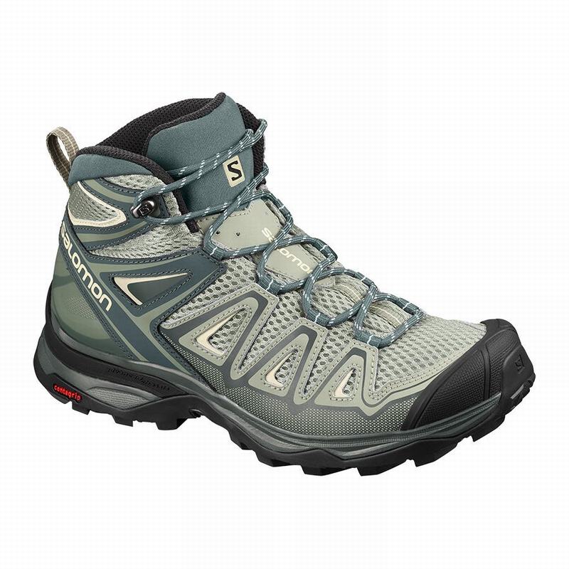 Women\'s Salomon X ULTRA MID 3 AERO Hiking Boots Green | SXTAYF-597