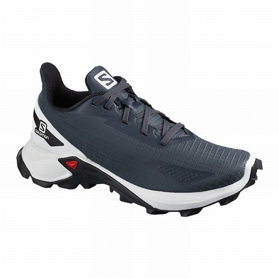 Kids' Salomon ALPHACROSS BLAST Trail Running Shoes Grey / White | DLAEJU-314