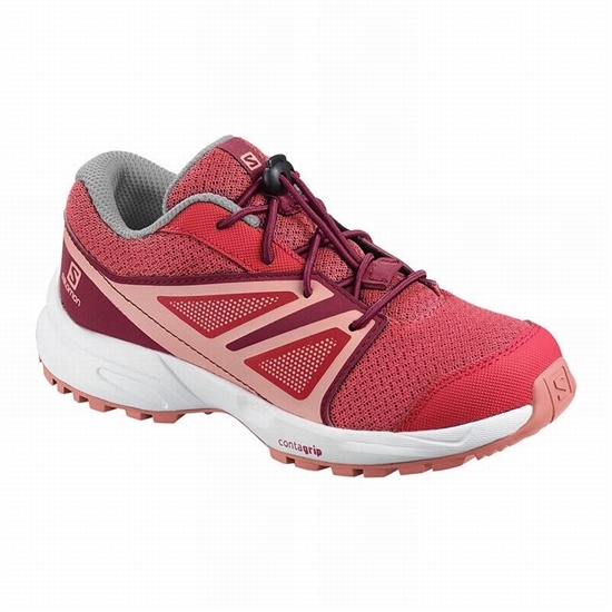 Kids' Salomon SENSE K Trail Running Shoes Dark Red Rose / Red | HNJYTL-521