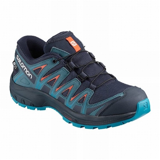 Kids' Salomon XA PRO 3D CLIMASALOMON WATERPROOF Hiking Shoes Navy / Blue | GUVDBS-678