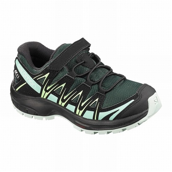 Kids' Salomon XA PRO 3D CSWP K Hiking Shoes Green / Black | GHRZKU-217