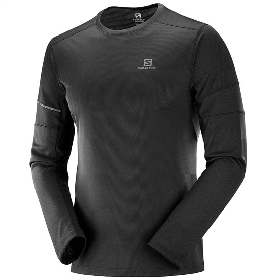 Men's Salomon AGILE LS M T Shirts Black | LGQITS-768