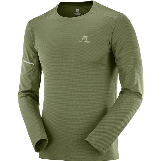 Men's Salomon AGILE LS M T Shirts Olive | XVFMPH-346