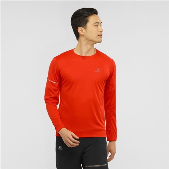 Men's Salomon AGILE LS M Tops Orange | SXKDCP-761