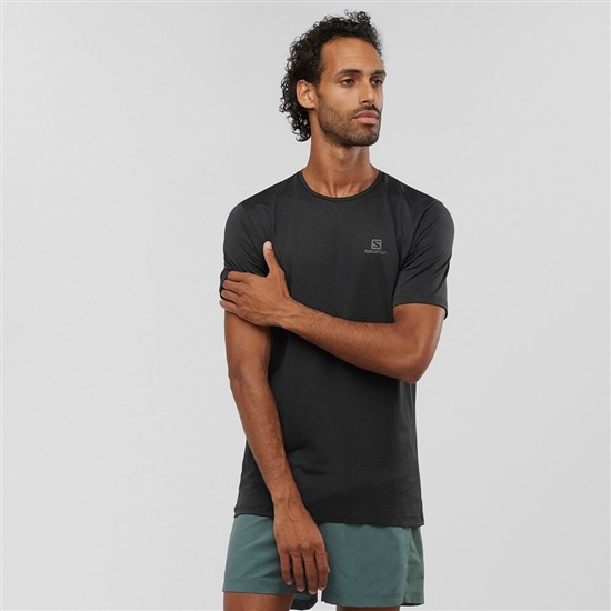 Men's Salomon AGILE TRAINING Tops Black | LEUZKH-289