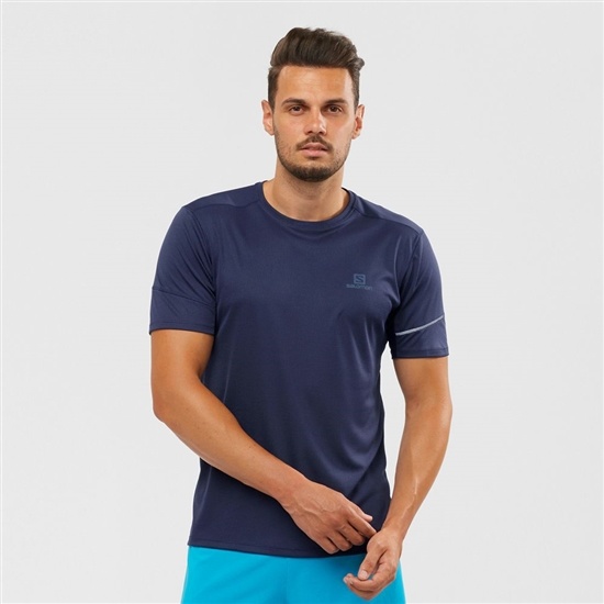 Men's Salomon AGILE Tops Navy | RKVNAS-189