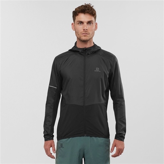 Men's Salomon AGILE WIND Jackets Black | MBNESJ-284