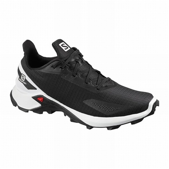 Men's Salomon ALPHACROSS BLAST Trail Running Shoes Black / White | HZQRBA-023