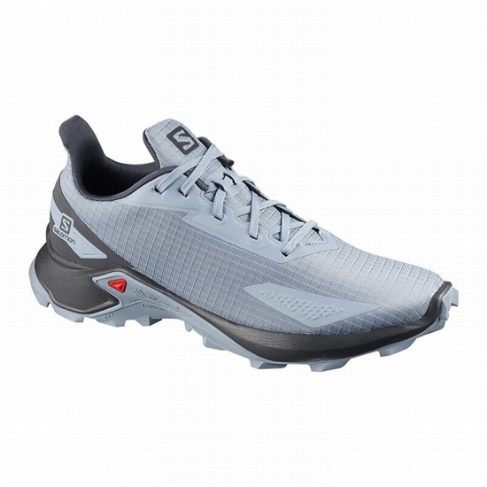 Men's Salomon ALPHACROSS BLAST Trail Running Shoes Grey Blue / Grey Blue | QBLIXV-143