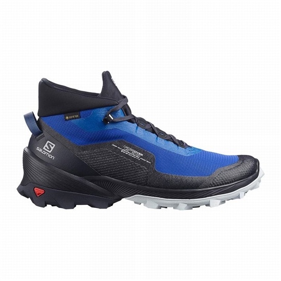 Men's Salomon CROSS OVER CHUKKA GORE-TEX Hiking Shoes Blue / Black | BOTDKL-659
