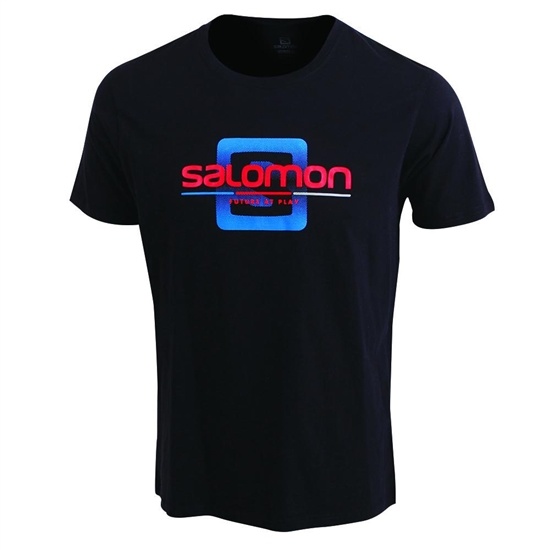 Men's Salomon FINISH LINE SS M T Shirts Black | HWPOLR-183