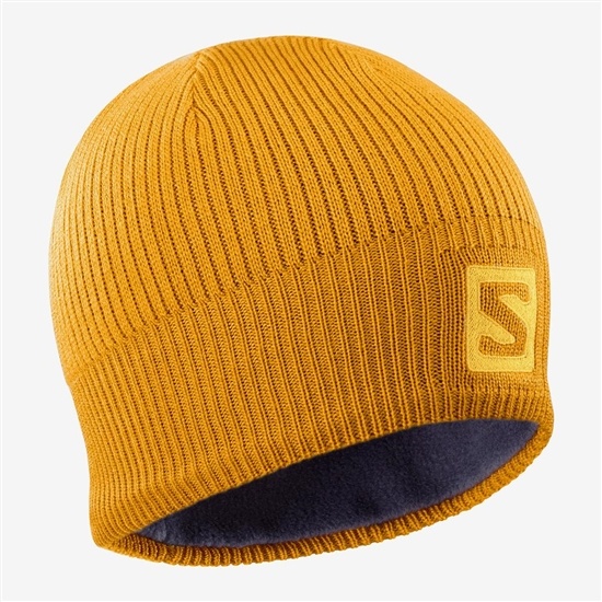 Men's Salomon LOGO Hats Yellow | JCUZNM-012