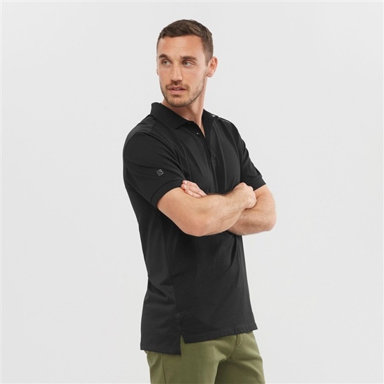 Men's Salomon OUTLIFE TECH POLO M Short Sleeve T Shirts Black | ZFJEML-405