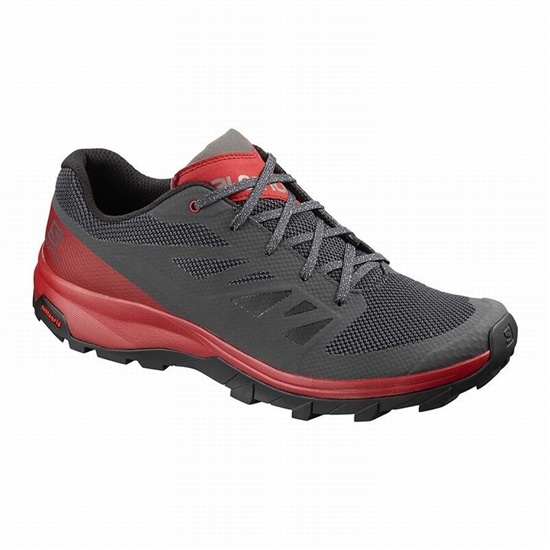Men's Salomon OUTLINE Hiking Shoes Dark Blue / Red | FCARXY-531