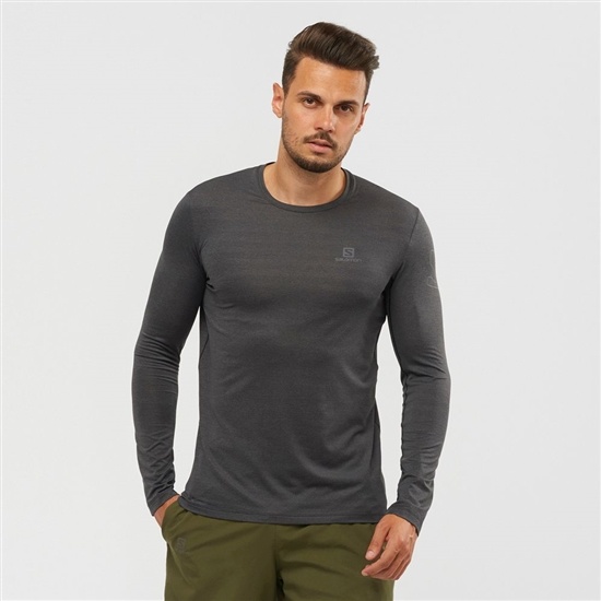 Men's Salomon OUTLINE Long Sleeve T Shirts Black | XTHJMV-842