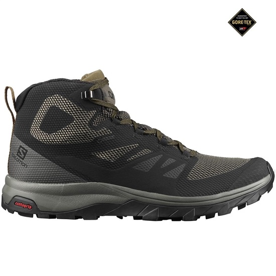 Men's Salomon OUTLINE MID GORE-TEX Running Shoes Black | OBVGKF-072