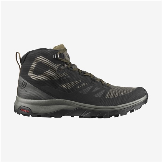 Men's Salomon OUTLINE MID GORE-TE Hiking Boots Black | SNTOKP-630