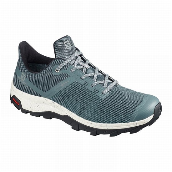 Men's Salomon OUTLINE PRISM GORE-TEX Hiking Shoes Dark Blue / Black | UHNOJI-165