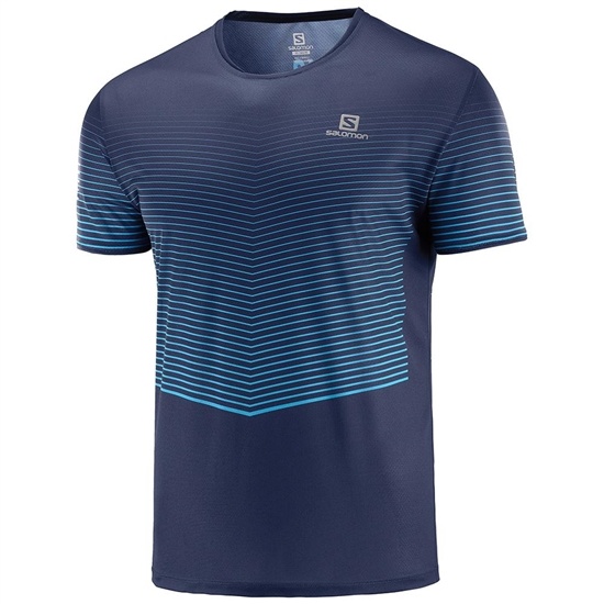 Men's Salomon SENSE M T Shirts Navy | HMGIXF-380