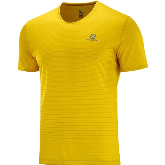Men's Salomon SENSE M T Shirts Yellow | XVNHOC-794