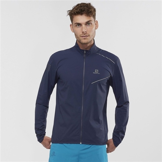 Men's Salomon SENSE M Wind Breakers Navy | OWADKC-674